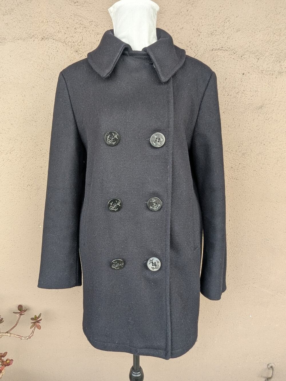 💜Fox Knapp Vintage Wool Peacoat Anchor Buttons Made USA